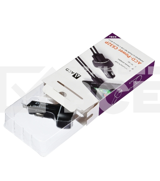 Автомобильное ЗУ ACD ACD-С632P-V1B 63Вт, 2xUSB 1PD+1QC, 3.6~20В/3А RTL
