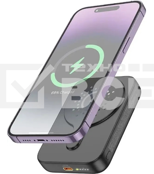 Портативный аккумулятор Hoco J117A Esteem 10000mAh QC/PD 20W 2A USB-C беспров.зар. черный