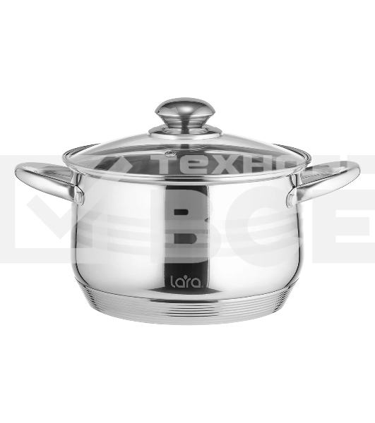 Кастрюля LARA LR02-583 SONATA 24x14,5 см, 6.5 л, нержавеющая сталь, индукция, с крышкой