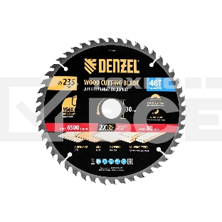 Пильный диск по дереву Denzel ф235 х 30 мм, 48 зубьев 733547