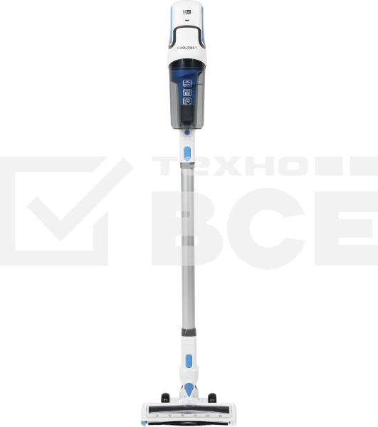 Пылесос вертикальный Coolfort CF-3006 белый/голубой, питание от аккумулятора, 130 вт, уборка сухая, пылесборник 0.5 л, работа от АКБ max 30 мин.