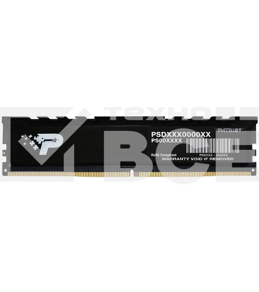 Оперативная память Patriot Signature Premium, DDR5, 8GB (1x8 GB), 5200 MHz, CL42, радиатор, черный
