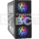 Компьютерный корпус Miditower ExeGate EVO-8243-NPX700 (ATX, БП 700NPX с вент 12 см, 2хUSB+1хUSB 3.0, черный, 3 вент. с RGb подсветкой, боковая панель - закаленное стекло), фото 1