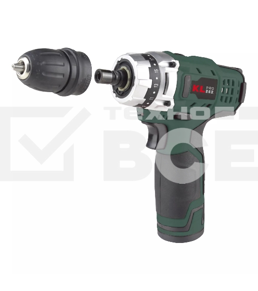 Профессиональный шуруповерт аккумуляторный Klpro KLNM1020 (12 В/2,0 А·ч, 0-1300 об/мин, 12 бит)