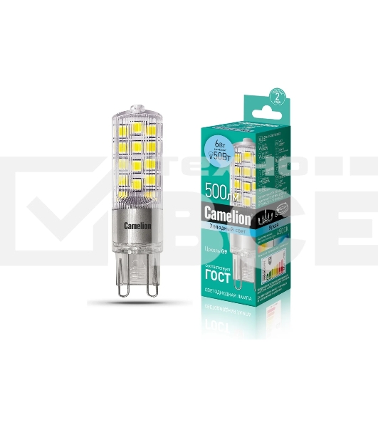 Лампа светодиодная CAMELION (13707) LED6-G9-NF/845/G9