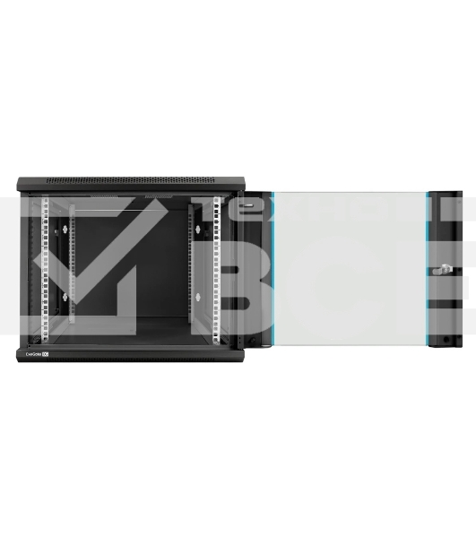 Шкаф телекоммуникационный 19' настенный 9U ExeGate EC-WM-9U.600.G.BLACK (19', 9U, 600x600x500мм (ШхГхВ), передняя дверь закаленное стекло, съемные боковые панели, пыле- и влагозащита IP23, черный RAL 9004)