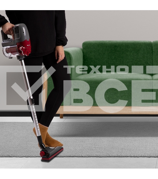 Пылесос вертикальный Kelli KL-8021 красный, питание от сети, 300 Вт, уборка сухая, пылесборник 1 л