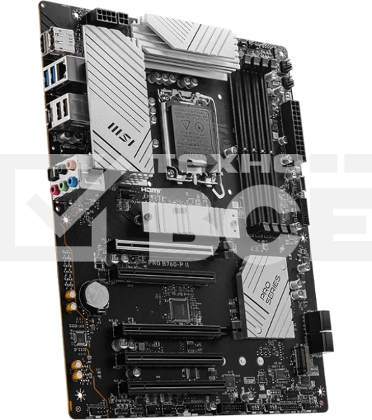 Материнская плата MSI PRO B760-P II, LGA 1700, Intel B760, 4xDDR5, 4xSATA, 2xM.2, 1xPCI-E 4.0 x16, 1xPCI-E 4.0 x4, 3xPCI-E 3.0 x1, 1xHDMI, 1xDP, 1xRJ45 2.5Gb, 1xUSB-C 3.2 Gen 2, 2xUSB-A 3.2 Gen 1, 2xUSB-A 2.0, 5x3.5мм, TOSLINK, 7.1, Standard-ATX