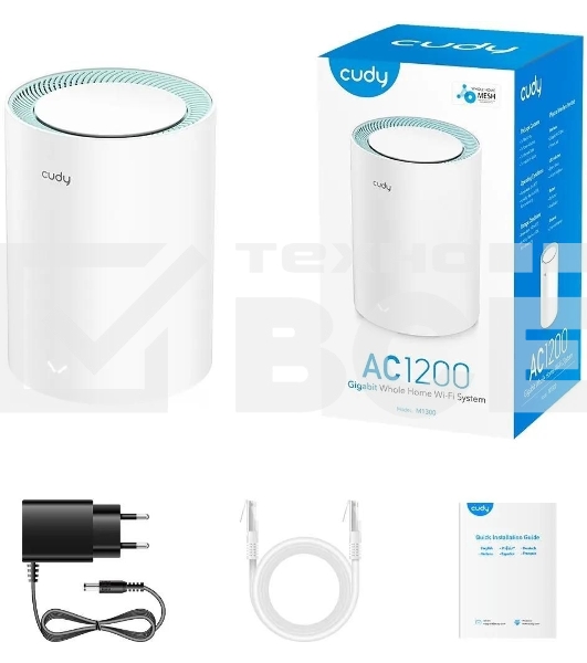 Бесшовный Mesh роутер Cudy M1300(1-Pack) AC1200 10/100/1000BASE-TX белый
