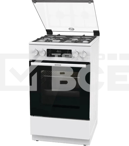 Плита Газовая Gorenje GGI5C22WF, газовая духовка, стеклянная крышка, чугун, белый