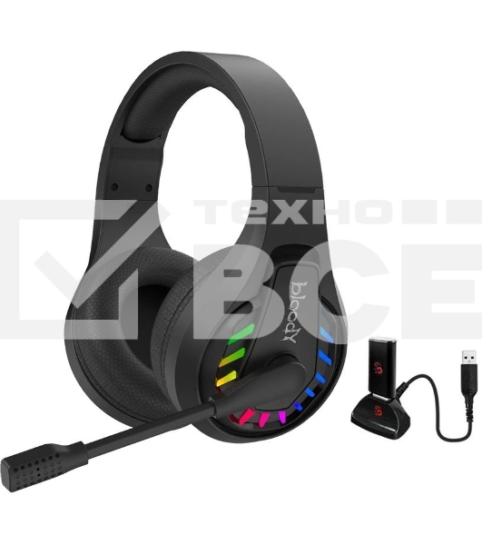 Гарнитура проводная с микрофоном A4Tech Bloody GR230 черный накладные BT оголовье (GR230)