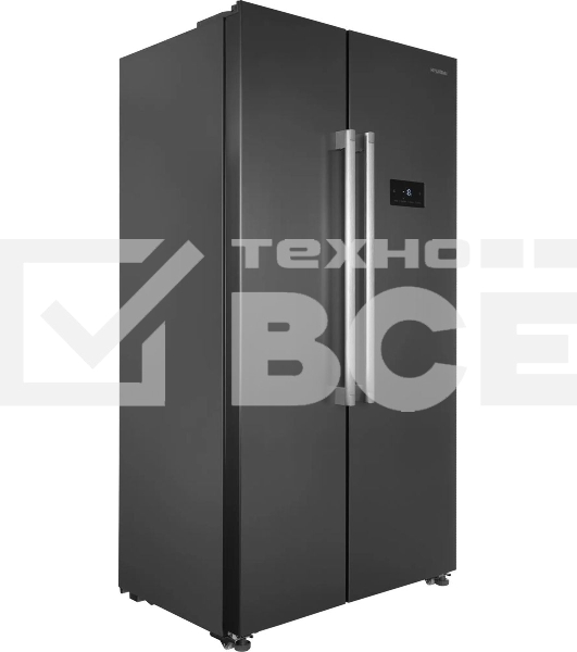 Холодильник Hyundai CS55023F нержавеющая сталь двухкамерный 347/185 л морозилка слева, No Frost, Side by Side