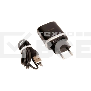 Блок питания (сетевой адаптер) HOCO С12Q Smart QC3.0, кабель Type-C-USB, 5V, 3.0A, черный
