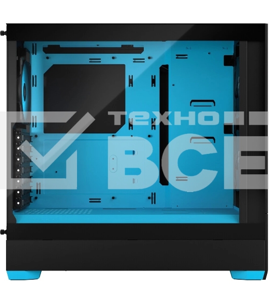 Компьютерный корпус без блока питания Fractal Design Pop Air RGb Cyan Core TG Clear Tint, Midi-Tower, 3x120мм RGb, 2xUSB-A 3.2 ATX, mATX, mITX черный/циан