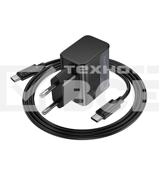 Сетевое зарядное устройство HOCO CS71Aaa 1USB+1Type-C 3.0A PD 20W+QC3.0 для Type-C Type-C,1м Midnight черный
