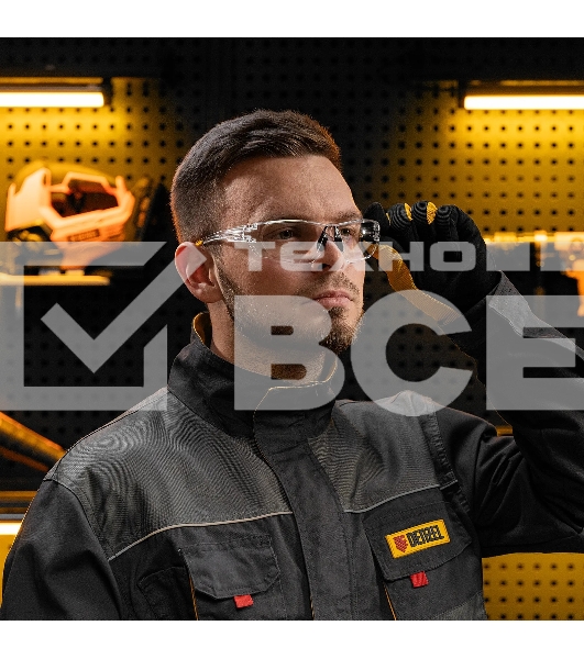 Очки защитные Denzel открытые, поликарбонатные, прозрачная линза