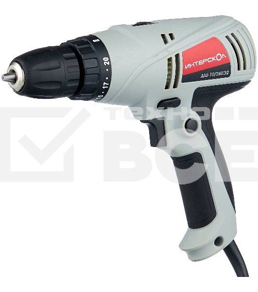 Дрель-шуруповерт сетевой ИНТЕРСКОЛ ДШ-10/260Э2, Сетевая, 260Вт