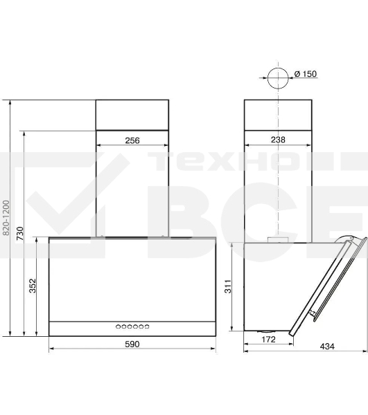 Кухонная вытяжка Рубин Ceramics S4 60Н-700-Э4Д нерж/цемент ELIKOR