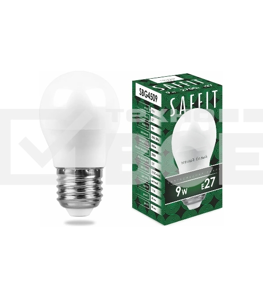 Лампа светодиодная SAFFIT SBG4509 (55082) 9 вт Е27 теплый матовый шар