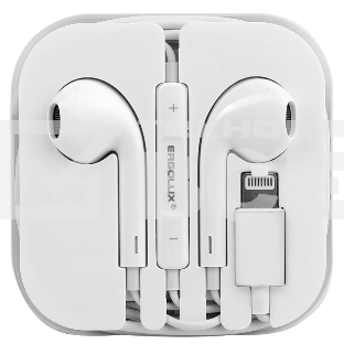 Проводные наушники Ergolux ELX-WHP04-C01 белый, вкладыши, Lightning, встроенный микрофон