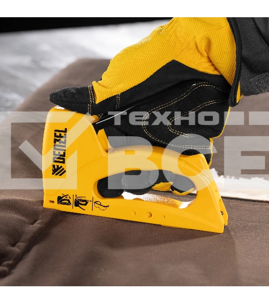 Степлер пластиковый Denzel скобы в комплекте, тип 53, 6-10 мм