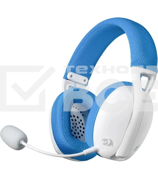 Гарнитура беспроводная игровая REDRAGON IRE PRO бело-синяя (USB, 2.4G, Bluetooth, 40 мм, 400 мА·ч)