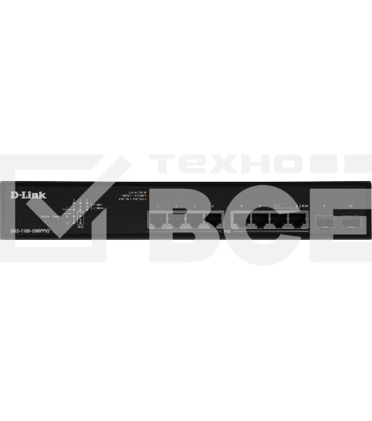 Коммутатор D-Link DGS-1100-10MPPV2/A 8G 2SFP 8PoE+ настраиваемый