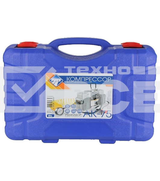 Компрессор поршневой Nova Bright АК-75 двухпоршневой, пластиковый кейс с инструментами 36448
