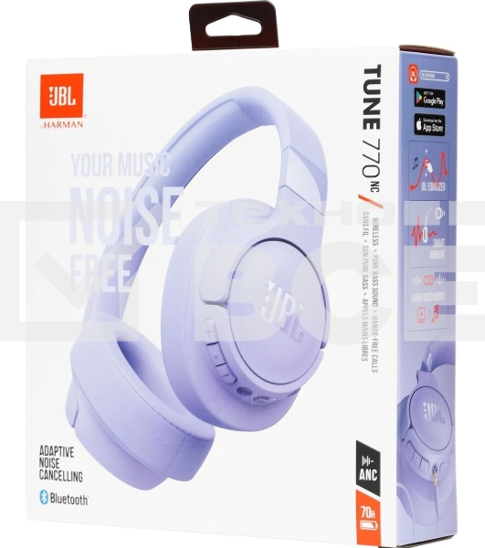 Беспроводные/проводные наушники JBL Tune 770NC фиолетовый, полноразмерные, Bluetooth + проводной, активное шумоподавление, до 70 ч