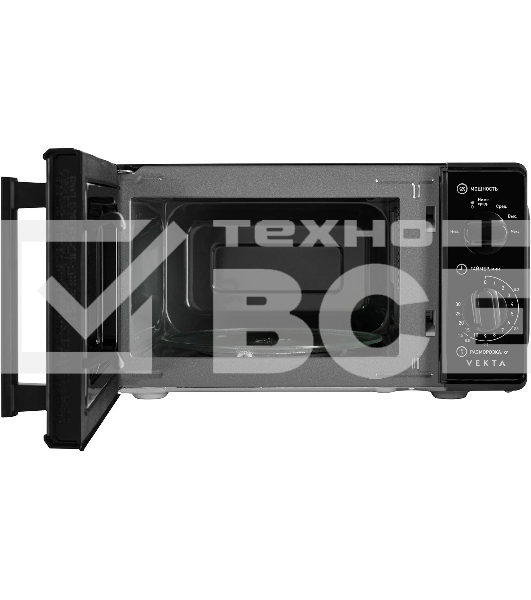 Микроволновая печь VEKTA MS720GTB черный/серый, 20 л, 700 Вт, переключатели - поворотный механизм