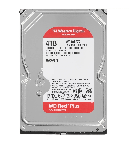 Жесткий диск HDD WD SATA3 4Tb NAS Red Plus 5400 128Mb 1 year warranty (replacement WD40EFZX, WD40EFAX)