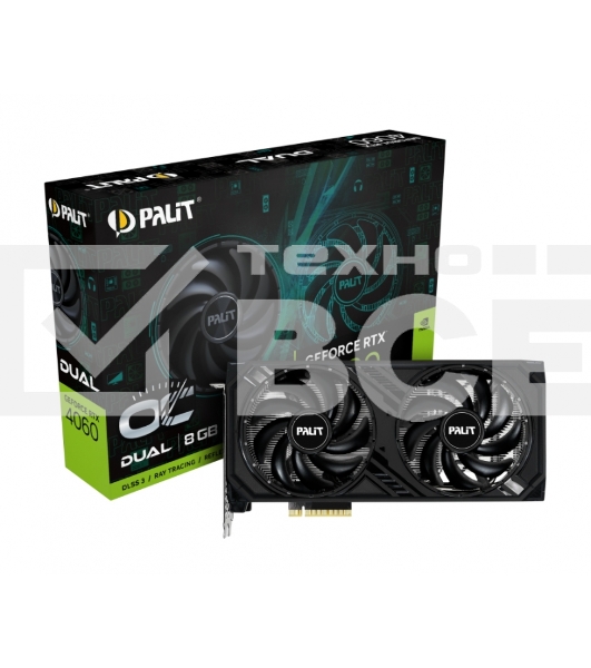 Видеокарта Palit PA-RTX4060 DUAL OC 8GB 8192Mb 128 GDDR6 1830/17000 HDMIx1 DPx3 HDCP Ret