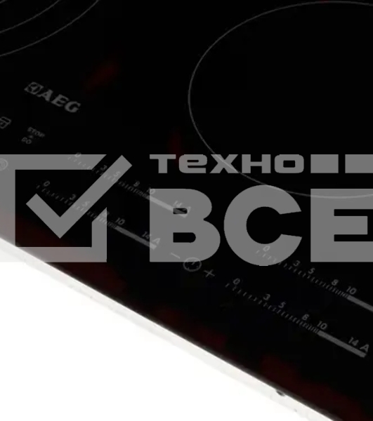 Встраиваемая электрическая панель AEG Независимая, 59 см шириной,  , скошенный край, индивидуальный слайдер для каждой зоны нагрева, 3-хступенчатая индикация остаточного тепла, акустический сигнал (вкл/выкл),  блокировка панели управления, Count-up timer 