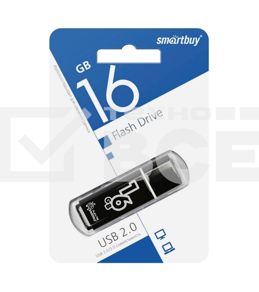 Флеш диск Smartbuy 16Gb Glossy series Black SB16GBGS-K