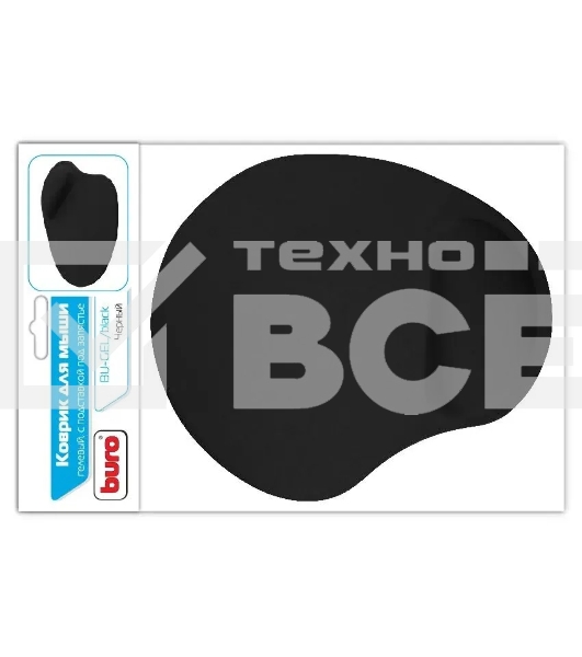 Коврик BU-GEL/black Коврик для мыши гелевый, черный, 225х190х2, BURO