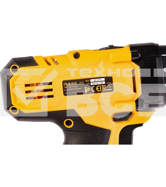 Дрель-шуруповерт Denzel CDL-IB-18-02, 18 В, 1,5 Ач, 40 Нм, щеточный