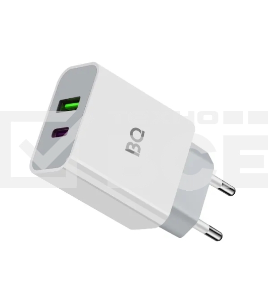 Зарядное устройство BQ Charger 20W2A01 (2 ports Type-C + USB, PD+QC3.0, 20W) белый