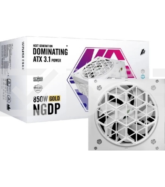Блок питания 1STPLAYER NGDP HA-850BA4-WH, 850Вт, 80 PLUS Gold, 120мм, модульный, белый