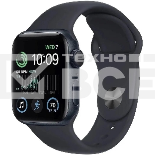 Смарт-часы Apple Watch SE 2024 A2723 44мм OLED корп.темная ночь Sport Band рем.темная ночь разм.брасл.:150-200мм