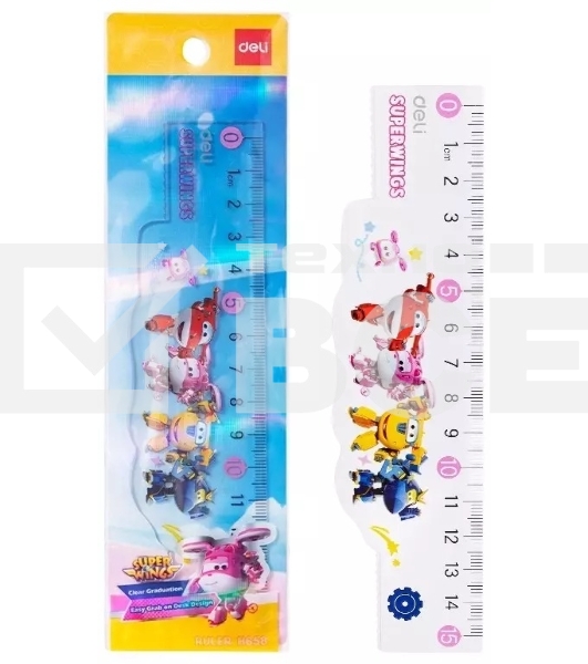 Линейка Deli Super Wings EH658 пластик дл. 15 см ассорти