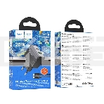 Сетевое зарядное устройство HOCO CS71Aaa 1USB+1Type-C 3.0A PD 20W+QC3.0 для Type-C Type-C,1м Midnight черный, фото3