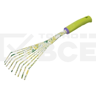 Грабли веерные 9-зубые Palisad FLOWER GREEN 75х385 мм, стальные, пластиковая рукоятка