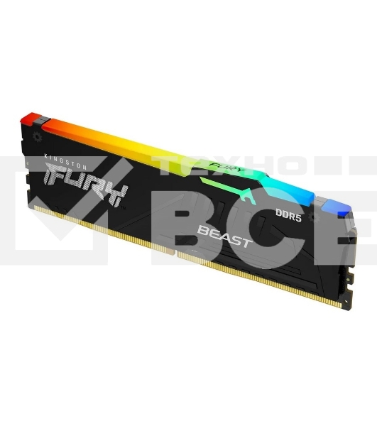 Оперативная память Kingston Fury Beast Expo, DDR5, 32GB (1x32 GB), 5200 MHz, CL36, DIMM, радиатор, RGB, чёрный