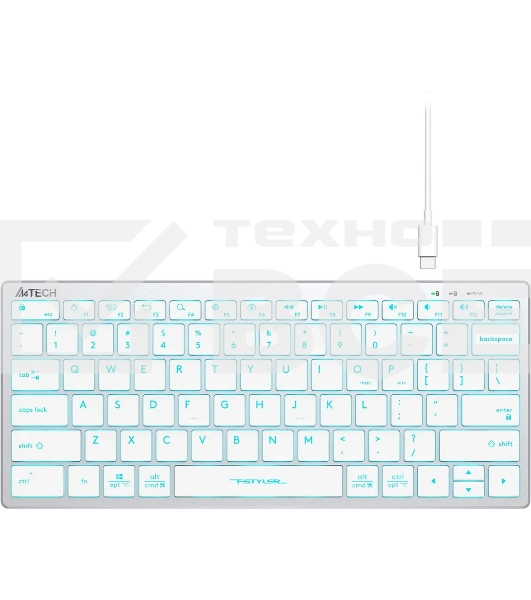 Клавиатура A4Tech Fstyler FX61 проводная, USB, белый/синий