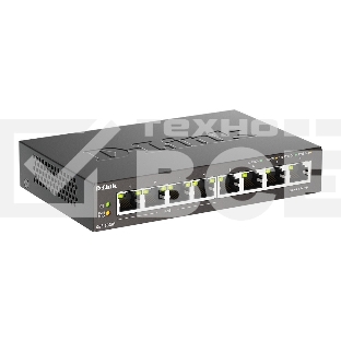 Неуправляемый коммутатор D-Link DGS-1008P/F3A с 8 портами 10/100/1000Base-T (4 порта PoE 802.3af/at, PoE-бюджет 60 Вт)