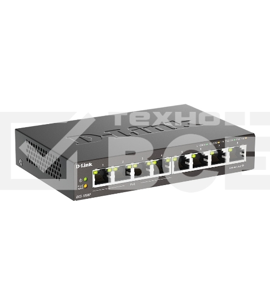 Неуправляемый коммутатор D-Link DGS-1008P/F3A с 8 портами 10/100/1000Base-T (4 порта PoE 802.3af/at, PoE-бюджет 60 Вт)