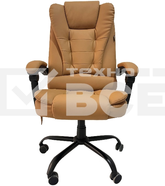 Кресло компьютерное с вибромассажем Cactus CS-CHR-OC05M-BR бежевый, эко.кожа, с подголов. крестов. пластик черный