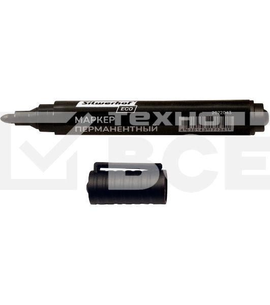 Маркер перманентный Silwerhof ECO, пулевидный пишущий наконечник, 1-3мм, черный