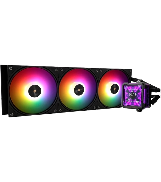 Система жидкостного охлаждения Thermalright Frozen Warframe PRO 360 ARGB Soc-AM5/AM4/1200/1700/1851 черный 4-pin 29.8dB Al LCD Ret (F-WFRAME-PRO-360-BL-ARGB)