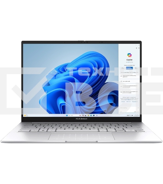 Ноутбук Asus Zenbook 14 UX3405CA-PP477 Core Ultra 9 285H 32Gb SSD512Gb Intel Arc 14' OLED FHD+ (1920x1200) без ОС silver WiFi BT Cam Bag (90NB14W2-M00N00)